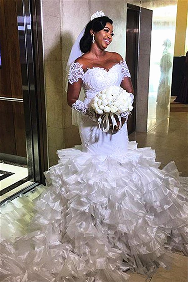 short-sleeves-off-the-shoulder-white-mermaid-wedding-dresses-with-ruffles-train.jpg
