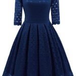 Bridelily Women's Elegant Lace Half Sleeve Formal Patchwork Wedding Dress