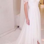 Bohemian Chiffon Beach Wedding Dress with Sweep Train