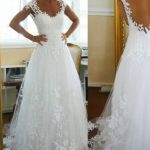 Lace White Straps Sleeveless A-Line Wedding Dress