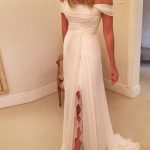 Off-the-Shoulder Long Chiffon Beach A-Line Wedding Dress