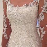 Round Neck Long Sleeve Floor Length Tulle Applique A-Line Wedding Dress