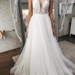 Ivory Lace Wedding Dress for Formal Evening Events