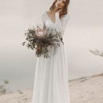 Open Back Lace A-Line Wedding Dress with V-Neckline