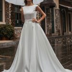 Court Train Sleeveless Jewel Neck Sash Wedding Dress