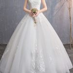 Captivating Off-Shoulder Tulle Cap Sleeve Floor Length Wedding Gown