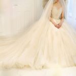 Stunning V-Neck Cathedral Train Lace Spaghetti Strap Wedding Gown