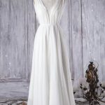Affordable Asymmetric Chiffon Wedding Dress with Lace