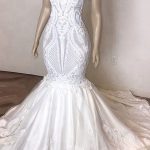 Lovely Mermaid Strapless Lace Appliques Wedding Dress
