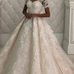 Graceful A-line Ivory Wedding Dress with Lace Short Sleeves