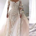 Dreamy Off-the-Shoulder Lace Long Sleeve Ivory Wedding Dress