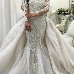 Gorgeous Lace Mermaid Bridal Gown with Detachable Train and Ruffles