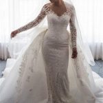 Exquisite Lace Bowknot Wedding Dress with Detachable Overskirt