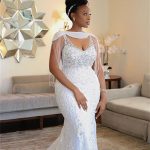 Elegant Off-the-Shoulder Mermaid Wedding Dress with Beading
