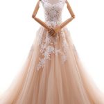 Elegant Tulle Cathedral Train A-line Wedding Dress with Applique