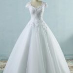 Exquisite Cap Sleeve Tulle A-line Wedding Dress with Applique