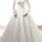 Gorgeous Off-Shoulder Wedding Dress with Long Sleeves and Appliques