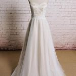 Stunning Strapless Lace Tulle A-line Wedding Dress with Delicate Embellishments