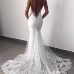Chic Backless Lace Mermaid Wedding Dress with Spaghetti Straps