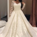 Gorgeous Ball Gown Bateau Long Sleeve Chapel Lace Wedding Dress
