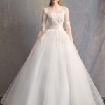 Beautiful Ball Gown Ivory Half Sleeve Backless Applique Bridal Dress