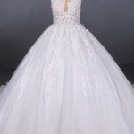 Lovely Ball Gown Sheer Neck Sleeveless White Lace Appliqued Wedding Dress