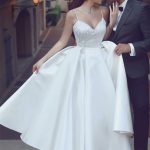 Lovely Ball Gown Sweetheart Backless Straps Satin Ankle-Length Wedding Dress with Lace