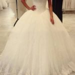 Glamorous Ball Gown Sweetheart Strapless Sweep Lace Tulle Wedding Dress