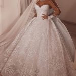 Stunning Ball Gown Sweetheart Sweep Train Organza Applique Paillette Wedding Dress