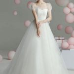Lovely Ball Gown Princess Silhouette Sweetheart Neck Short Sleeves Basque Waist Bridal Dress with Chapel Train