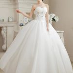 Elegant Ball Gown Wedding Dresses Sweetheart Neckline Organza Strapless Glamorous Sparkle & Shine