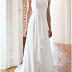 Graceful Beach Long A-Line Jewel Neck Chiffon Wedding Dresses with Sweep Train