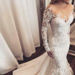 Whimsical Beach Long Sleeves Mermaid Tulle Appliques Lace Bridal Gown