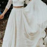 Charming Beach Two-Piece Lace Sleeves Summer Wedding Dress