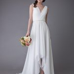Exquisite Beach Wedding Dresses Chiffon V-Neck High-Low Sash Summer Bridal Dress Exclusive