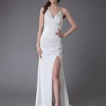 Seductive Summer Wedding Gowns with Ivory Sheath Straps and High Split