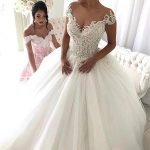 Modern Sheer Tulle Princess Ball Gown with Beaded Lace Appliques
