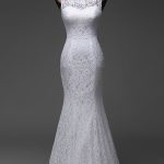 Pure White Mermaid Wedding Dress with Beautiful Court Train and Beading