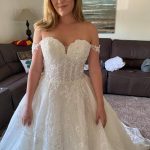 Stunning Beaded Lace Appliques Off-the-Shoulder A-Line Wedding Dress