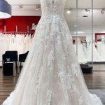 Gorgeous V-Neck Open Back A-Line Tulle Lace Wedding Dress