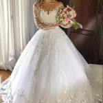 Timeless Princess Style Tulle Wedding Dress with Long Sleeves