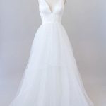 Graceful V-Neck Tulle A-Line Bridal Gown