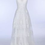 Best Cap Sleeve V-Neck Wedding Dress with Sweep Train