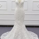 Gorgeous Spaghetti Strap Mermaid Wedding Dress with Appliques