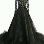 Lovely Black Tulle Princess Silhouette Wedding Dress with Lace Court Train