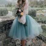 Elegant Blue Tulle Bridal Gown with A-Line Silhouette and Lace-Up Back