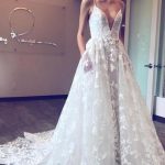 Boho Spaghetti Strap Tulle Backless Wedding Dress with Pockets