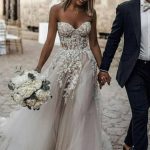 Charming Boho Sweetheart Applique Long Beach Wedding Dress