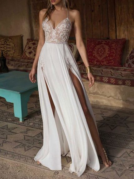 Customized Mermaid Lace Short Sleeve Bridal Gown with Sweep Train for Boho Weddings