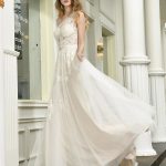 One-Shoulder Sleeveless Buttons Bridal Dresses with Train: Elegant Choice